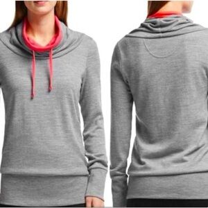 Icebreaker Boreal Cowl Neck Merino Wool Sweater UPF 20+ S Gray/Coral Outdoors